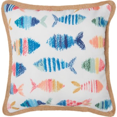 THRO Fish and Leaf Throw Pillow - 18x18”, Multicolored - Save 46%