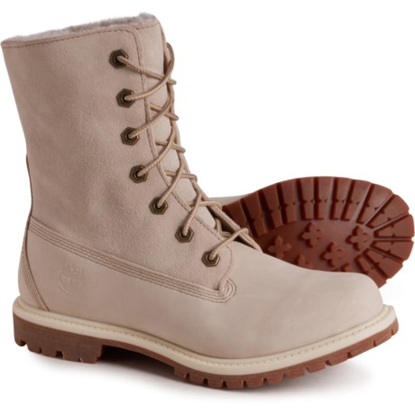 Timberland Authentics Teddy Fleece Fold-Down Boots - Waterproof, Nubuck (For Women) in Natural