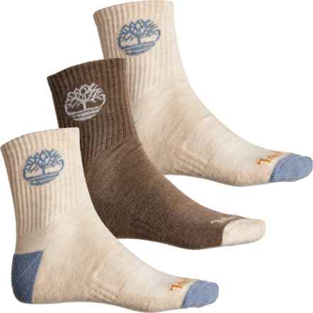 Timberland Basic Hiking Shortie Socks - 3-Pack, Crew (For Men) in Oatmeal Heather