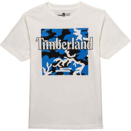 Timberland Big Boys Camo Box T-Shirt - Short Sleeve in Snow White