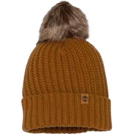 Timberland Braided Stitch Pom Beanie in Wheat