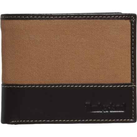 Timberland Canvas and Leather Passcase Wallet (For Men) in Khaki