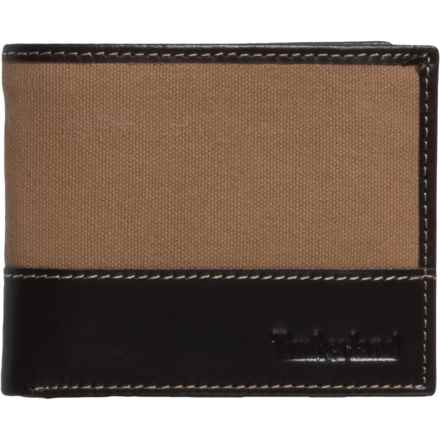 Timberland Canvas and Leather Passcase Wallet (For Men) in Khaki