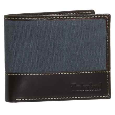 Timberland Canvas and Leather Passcase Wallet (For Men) in Navy