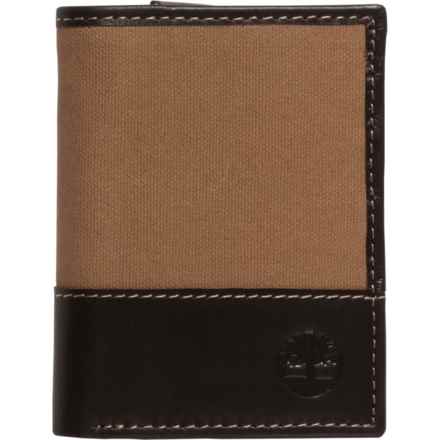 Timberland Canvas and Leather Trifold Wallet (For Men) in Khaki