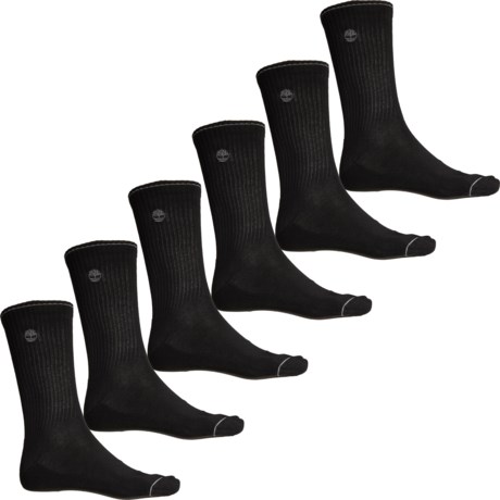 Timberland Cushioned Socks - 6-Pack, Crew (For Men) in Black Multi