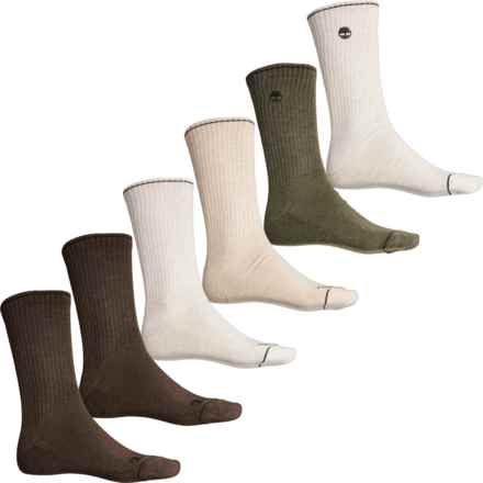 Timberland Cushioned Socks - 6-Pack, Crew (For Men) in Oatmeal Heather