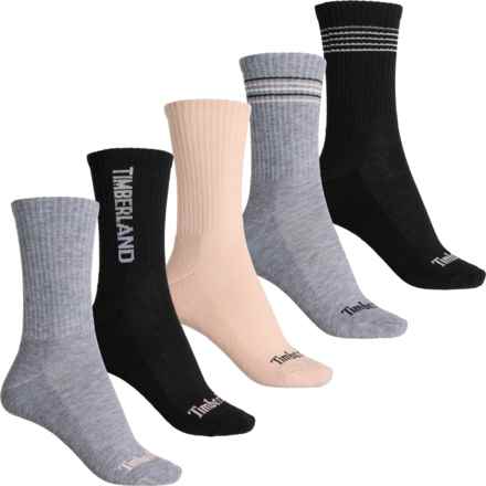 Timberland Half Cushion Boot Socks - 5-Pack, Crew (For Women) in Black