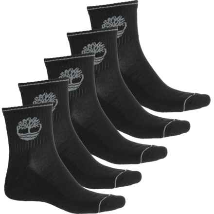 Timberland High-Performance Cushioned Socks - 5-Pack, Quarter Crew (For Men) in Black