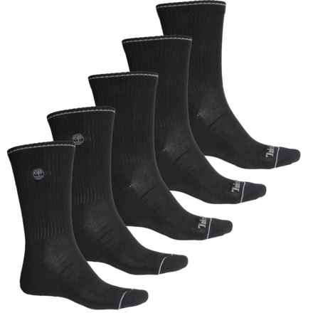 Timberland Logo Cushion Socks - 5-Pack, Crew (For Men) in Black