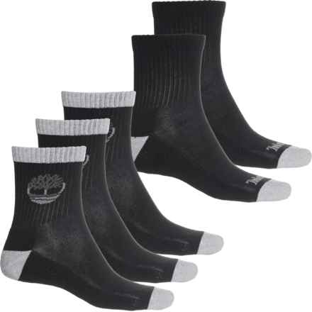 Timberland Logo Hike Mid-Length Socks - 5-Pack, Crew (For Men) in Medium Grey Heather