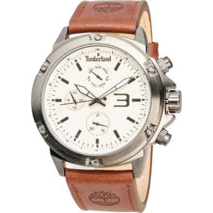 Timberland Multi-Function Analog Watch - Leather Strap (For Men) in Brown/Gunmetal