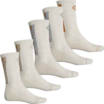 Timberland Multi Logo Cushioned Socks - 5-Pack, Crew (For Men) in Laurel Oak