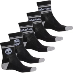 Timberland Multi-Stripe Cushioned Socks - 5-Pack, Crew (For Men) in Black