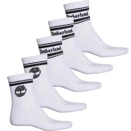 Timberland Multi-Stripe Cushioned Socks - 5-Pack, Crew (For Men) in White