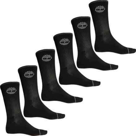 Timberland Performance Cushioned Socks - 6-Pack, Crew (For Men) in Black