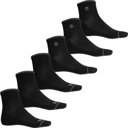Timberland Performance Cushioned Socks - 6-Pack, Quarter Crew (For Men) in Black
