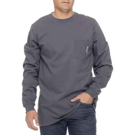 Timberland Pro Big and Tall Flame-Resistant Cotton Core Logo T-Shirt - UPF 50+, Long Sleeve in Charcoal