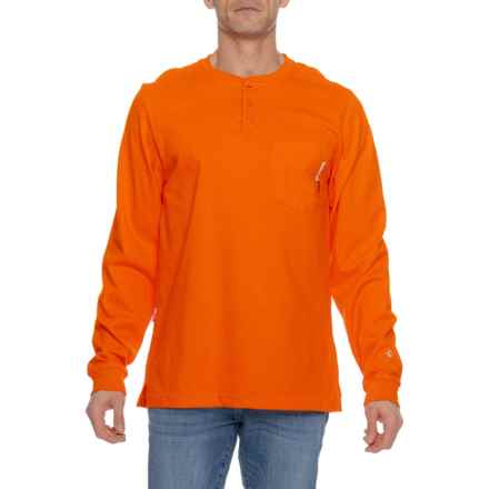 Timberland Pro Flame-Resistant Cotton Core Henley Shirt - UPF 50+, Long Sleeve in Blaze Orange