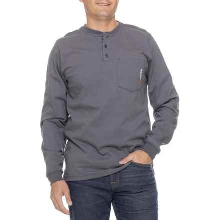 Timberland Pro Flame-Resistant Cotton Core Henley Shirt - UPF 50+, Long Sleeve in Charcoal