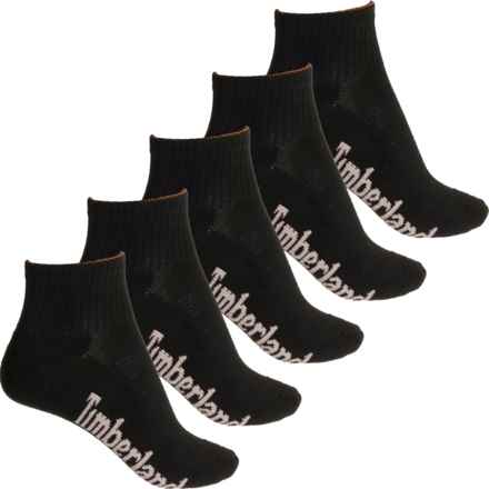 Timberland Statement Logo Cushioned Socks - 5-Pack, Quarter Crew (For Women) in Black