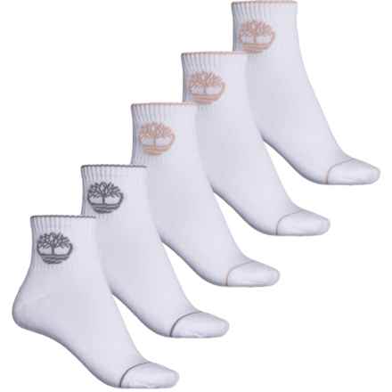 Timberland Statement Logo Cushioned Socks - 5-Pack, Quarter Crew (For Women) in Multi