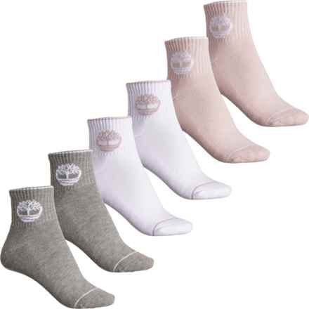 Timberland Statement Logo Cushioned Socks - 5-Pack, Quarter Crew (For Women) in Multi