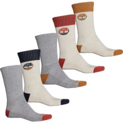 Timberland Two-Color Logo Cushioned Socks - 5-Pack, Crew (For Men) in Light Beige