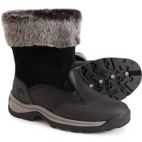 Timberland White Ledge Mid PrimaLoft® Pull-On Snow Boots - Waterproof, Insulated, Leather (For Women) in Jet Black