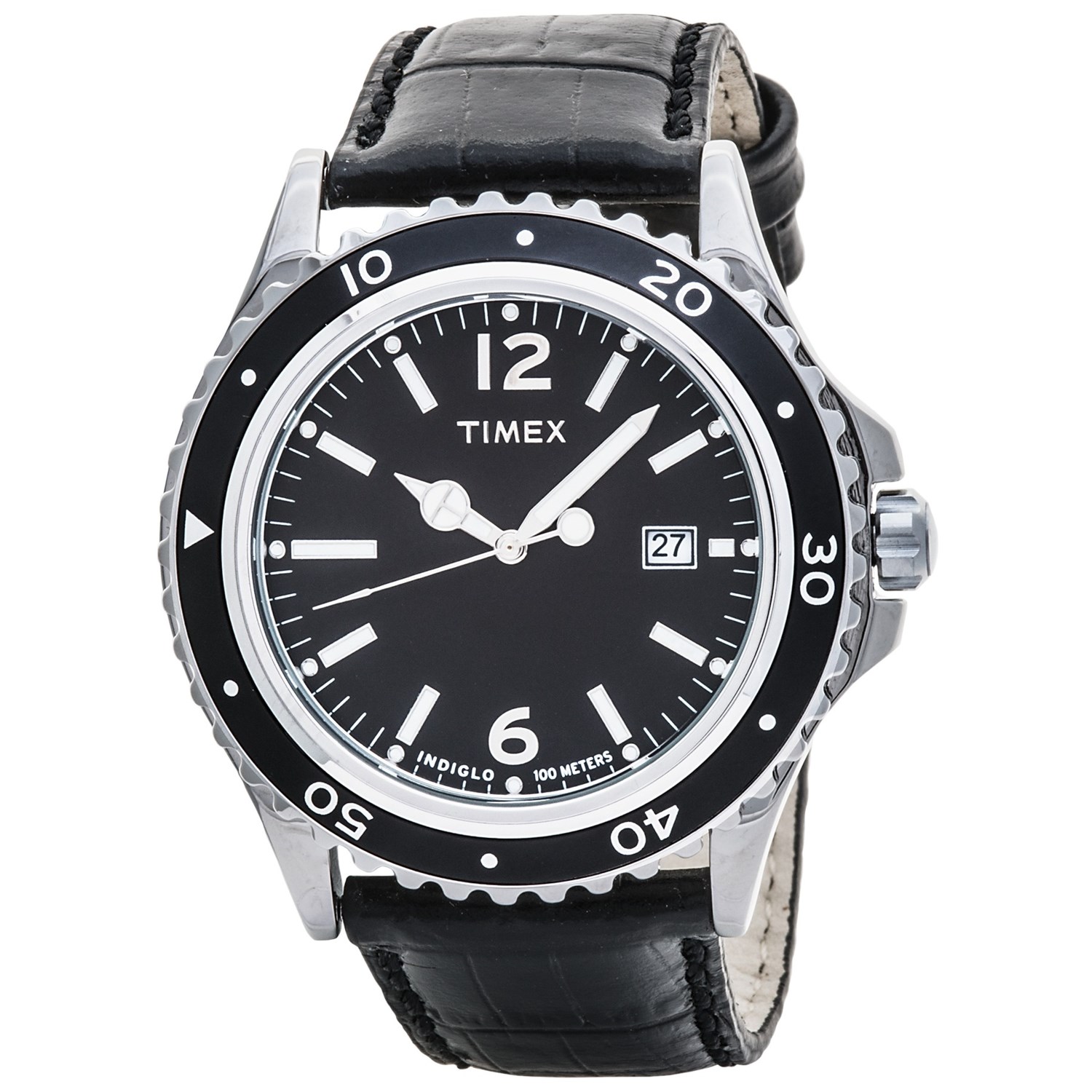 Timex Classic Black Sport Watch - Leather Strap - Save 35%