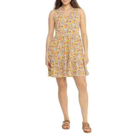 Toad&Co Marley Tiered Dress - Organic Cotton, Sleeveless in Barley Multi Floral Print