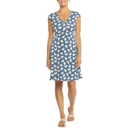 Toad&Co Rosemarie Dress - Organic Cotton, Short Sleeve in Pacific Half Daisy Print