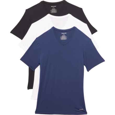 Tommy John Essential Second Skin Modal V-Neck Undershirt - 3-Pack, Short Sleeve in Black/White/Dress Blues