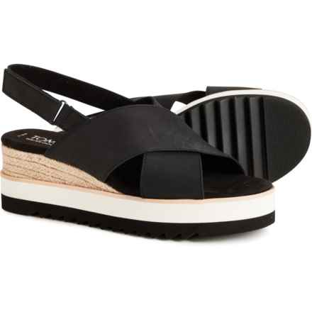 TOMS Diana Crisscross Platform Sandals - Leather (For Women) in Black