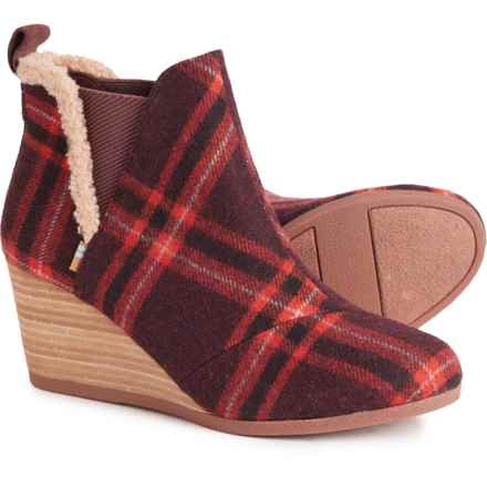 TOMS Earthy Plaid Kelsey Boots - Wool (For Women) in Red