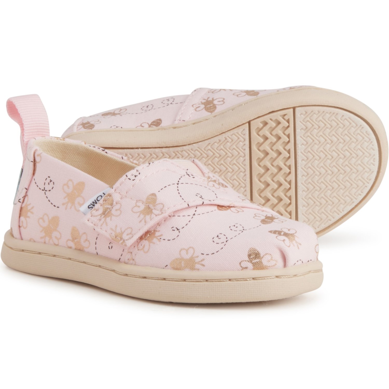 TOMS Infant and Toddler Girls Bee Mine Foil Alpargata Shoes