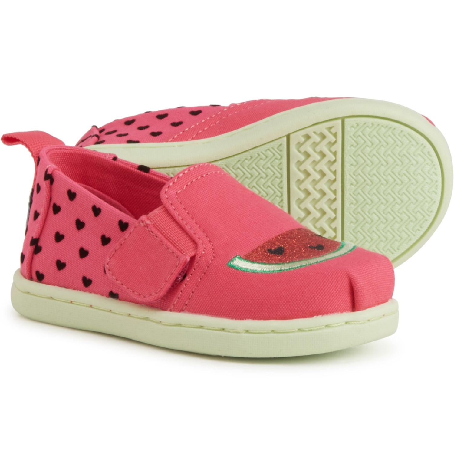 TOMS Infant and Toddler Girls Glitter Watermelon Alpargata Shoes