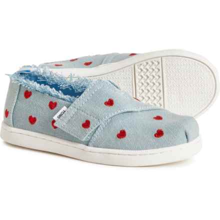 TOMS Little Girls Embroidered Hearts Alpargata Espadrille Shoes in Blue Hearts