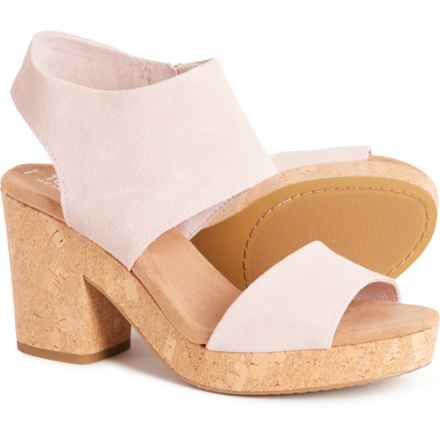 TOMS Majorca Cork Platform Sandals - Suede (For Women) in Ballet Pink