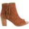 160UT_4 TOMS Majorca Perforated Peep-Toe Ankle Boots with Fringe - Suede (For Women)