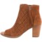 160UT_5 TOMS Majorca Perforated Peep-Toe Ankle Boots with Fringe - Suede (For Women)