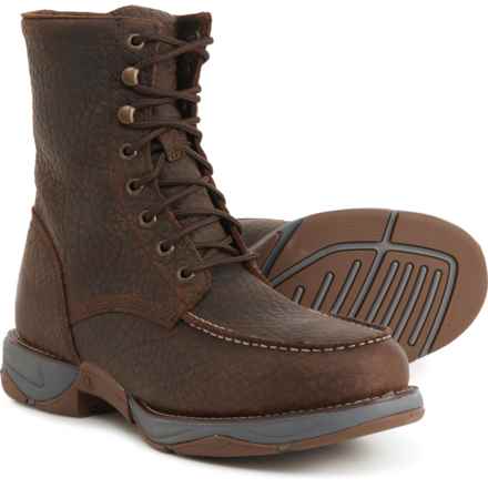 Tony Lama 8” Lacer Moc Toe Work Boots - Steel Safety Toe, Waterproof, Leather, Wide Width (For Men) in Brown