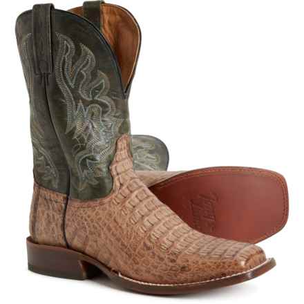Tony Lama Marfa 11” Cowboy Boots - Caiman Leather, Square Toe (For Men) in Brown