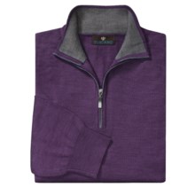 Toscano Mock Turtleneck Sweater - Merino Wool, Quarter Zip (For Men) in Fudge/Flint - Closeouts