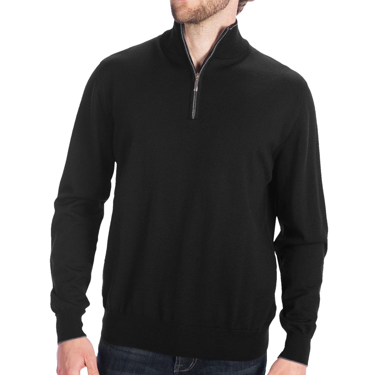 Toscano Mock Zip Neck Sweater - Merino Wool (For Men) - Save 44%