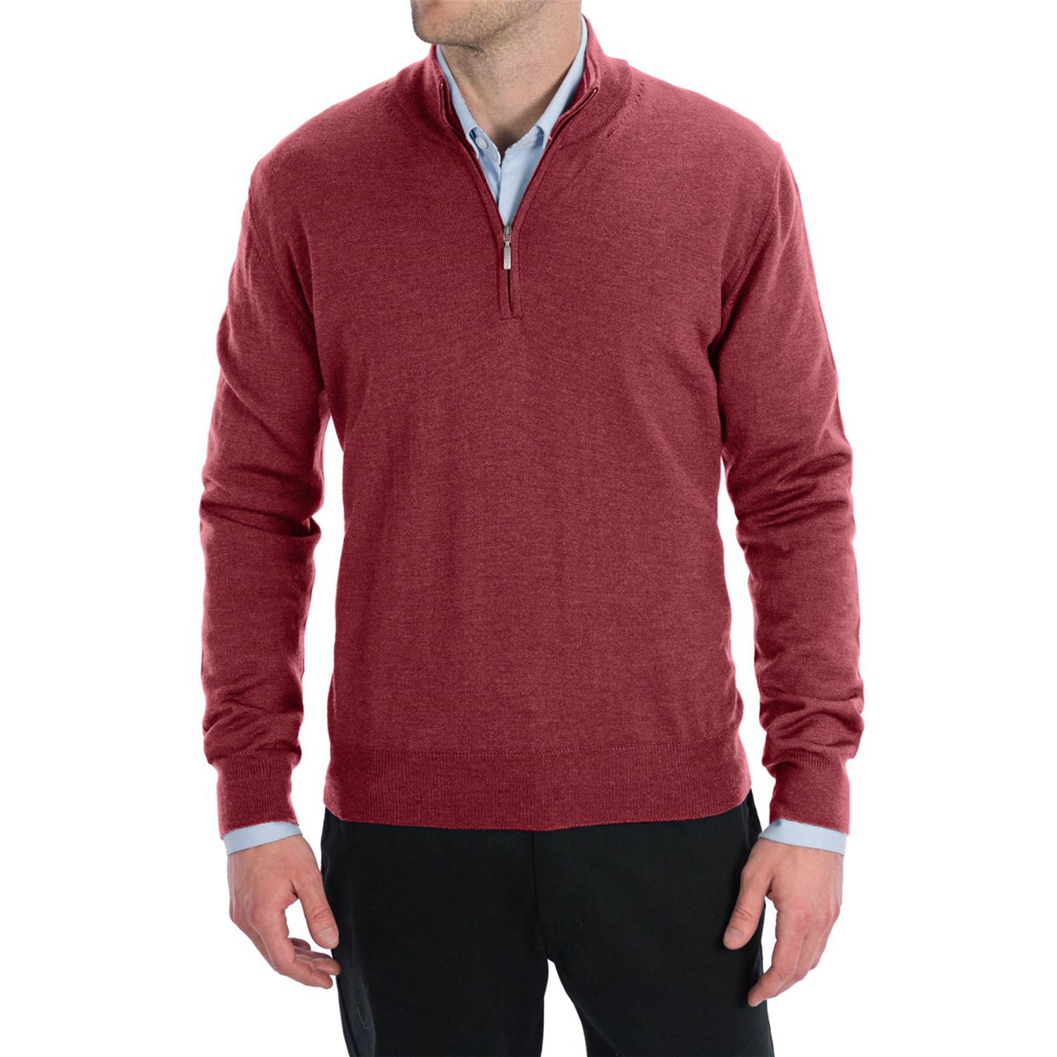 Toscano Zip Mock Neck Sweater - Merino Wool (For Men) - Save 44%