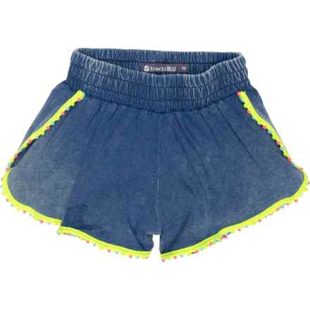 Tractr Big Girls Neon Mini Poms Dolphin Shorts in Dark Indigo