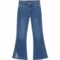 Tractr Big Girls Star Snap Double Waistband Flare Jeans - High Rise in Med Indigo