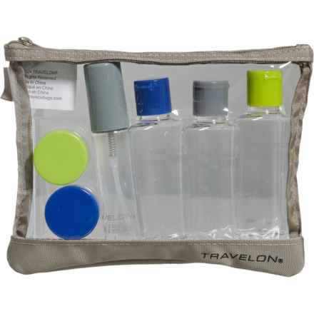 Travelon Clear Zip-Top Pouch with Plastic Bottles - 7-Piece Set in Multi
