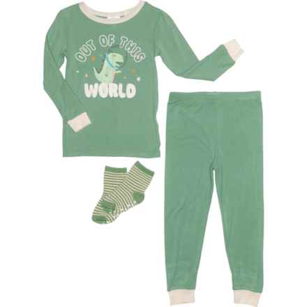 TRES BEAU ET BELLE Infant and Toddler Boys Dino Pajamas with Socks - Long Sleeve in Dino